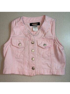 Jordache Toddler Girls Pink Denim Jean Crop Vest Size 5 Adorable Vintage Rare